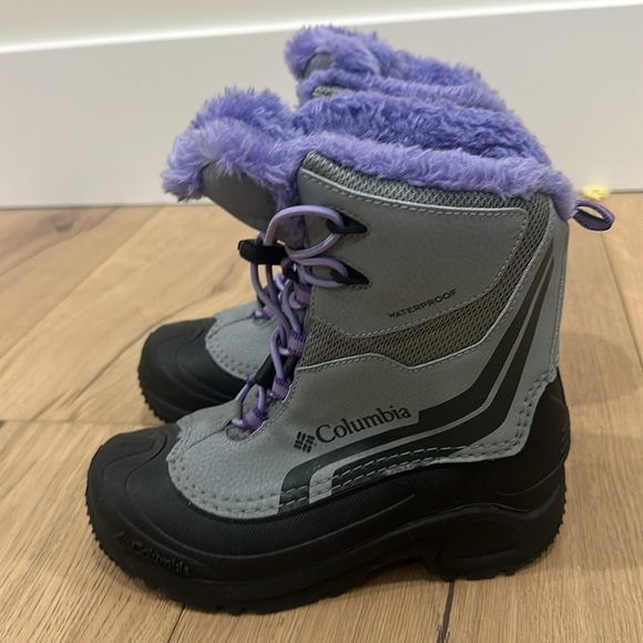 Columbia Bugaboot Plus IV Youth Size 3 Gray Purple Omni Heat Boot Gray Lavender - Picture 5 of 5